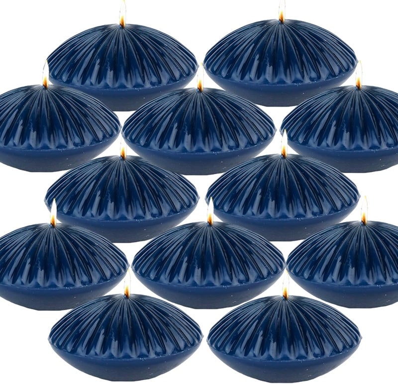 LPUSA 10 Hour Navy Floating Candles Large 3"，Unscented Romantic Tealight Ribbed Candles for Cylinder Vases，Centerpieces at Wedding, Party, Pool, Holidays, Set of 12 - Image 1